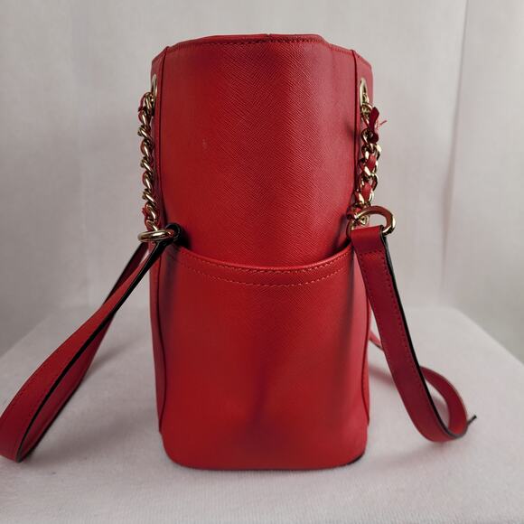 Calvin Klein Hayden red saffiano leather chain strap tote bag - Picture 2 of 7